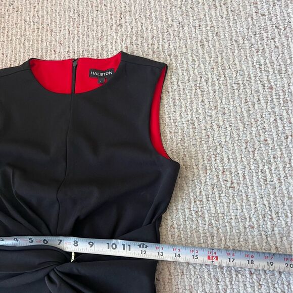 NWT Halston Fit &. Flare Black Midi Dress - Picture 3 of 13